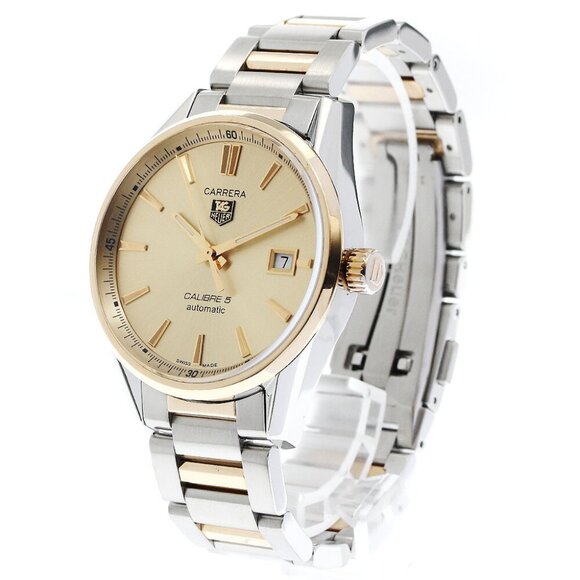 TAG HEUER Carrera WAR215A Caliber 5 gold Dial Automatic Men's Watch - Picture 1 of 11
